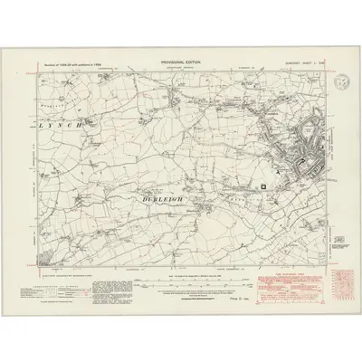 1938 Map of Somerset L.SW, 1947 Print