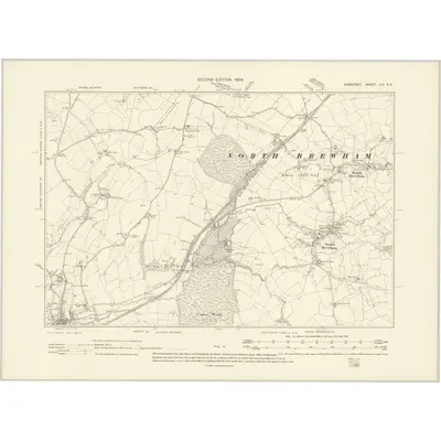 1901 Map of Somerset LIV.SE, 1904 Print