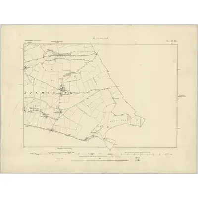 1884 Map of Somerset LV.SE, 1885 Print