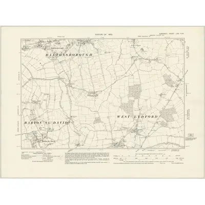 1928 Map of Somerset LXIV.NW, 1930 Print