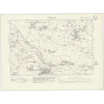 1929 Map of Somerset LXIX.NE, 1932 Print