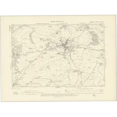 1902 Map of Somerset LXIX.NW, 1905 Print
