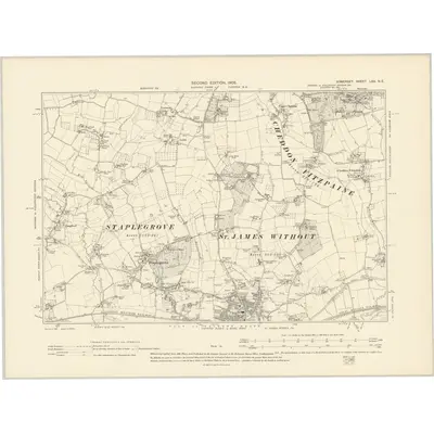 1902 Map of Somerset LXX.NE, 1905 Print