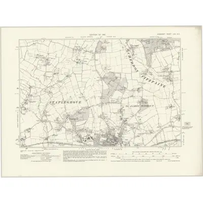 1929 Map of Somerset LXX.NE, 1931 Print