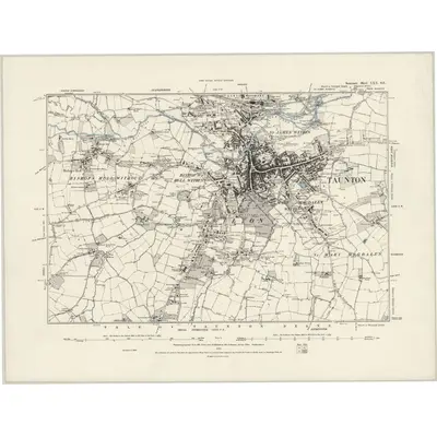 1887 Map of Somerset LXX.SE, 1888 Print