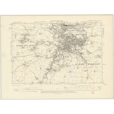 1902 Map of Somerset LXX.SE, 1905 Print
