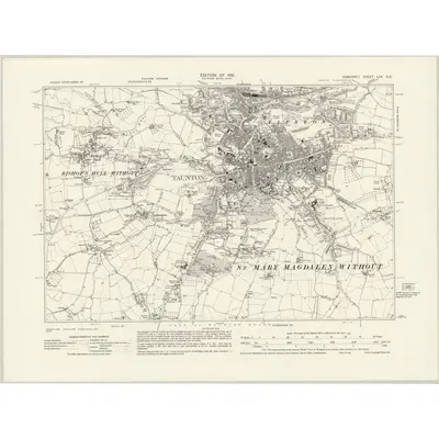 1929 Map of Somerset LXX.SE, 1931 Print