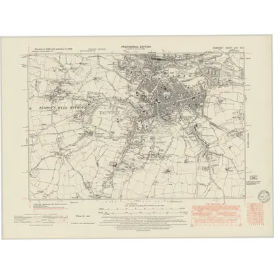 1938 Map of Somerset LXX.SE, 1949 Print