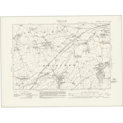 1929 Map of Somerset LXX.SW, 1932 Print