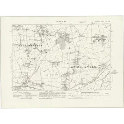 1929 Map of Somerset LXXI.NW, 1932 Print
