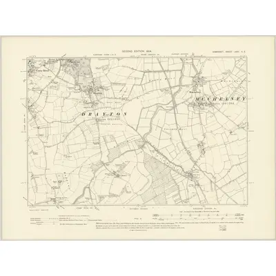1901 Map of Somerset LXXII.SE, 1904 Print