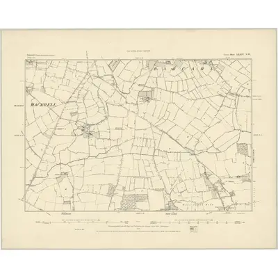 1885 Map of Somerset LXXIV.NW, 1886 Print