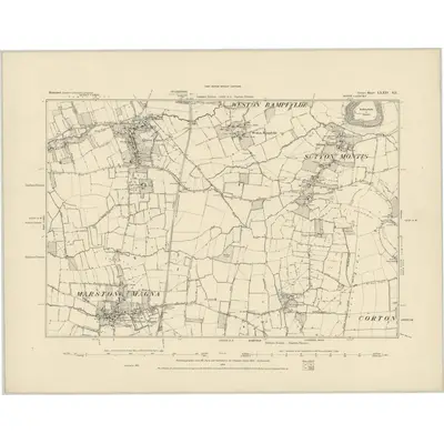 1885 Map of Somerset LXXIV.SE, 1886 Print