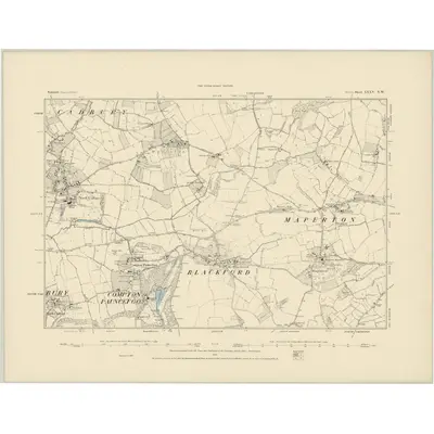 1885 Map of Somerset LXXV.NW, 1886 Print