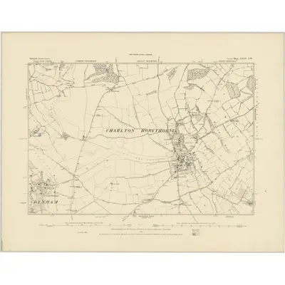 1885 Map of Somerset LXXV.SW, 1886 Print