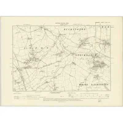1901 Map of Somerset LXXXI.SW, 1904 Print