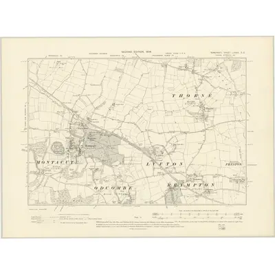 1901 Map of Somerset LXXXII.SE, 1904 Print