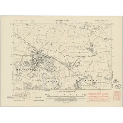 1938 Map of Somerset LXXXII.SE, 1949 Print