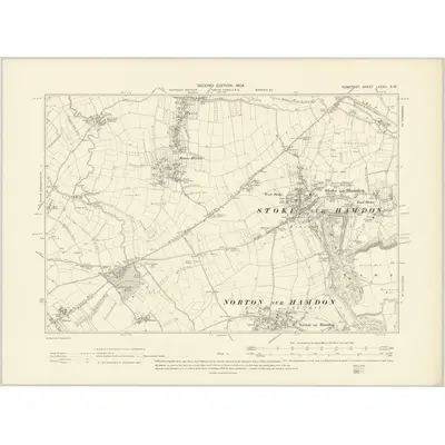 1901 Map of Somerset LXXXII.SW, 1904 Print