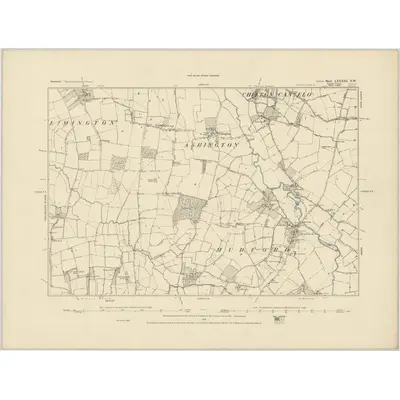 1885 Map of Somerset LXXXIII.NW, 1886 Print