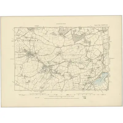 1886 Map of Somerset LXXXVII.SE, 1887 Print