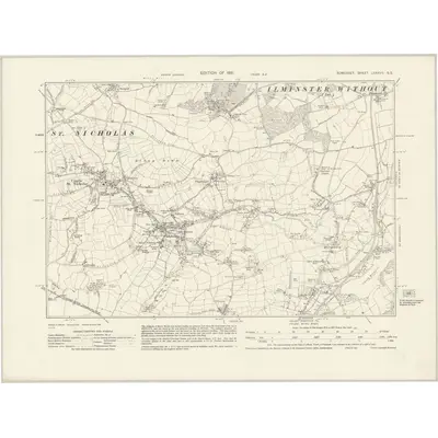 1928 Map of Somerset LXXXVII.SE, 1931 Print