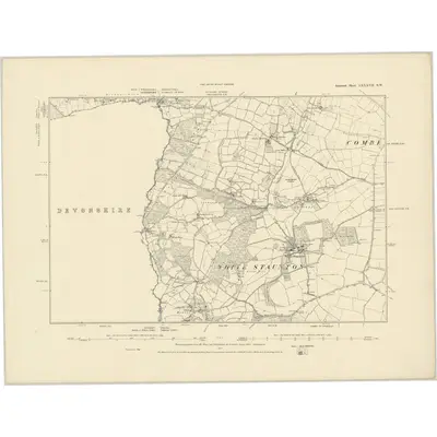 1886 Map of Somerset LXXXVII.SW, 1887 Print