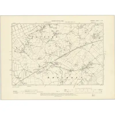 1902 Map of Somerset V.SW, 1904 Print