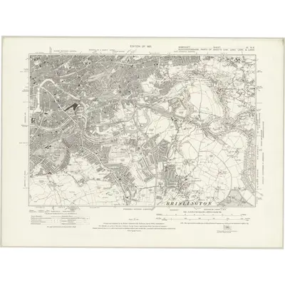 1912 Map of Somerset VI.NE, 1921 Print