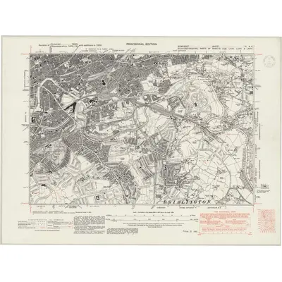 1938 Map of Somerset VI.NE, 1947 Print