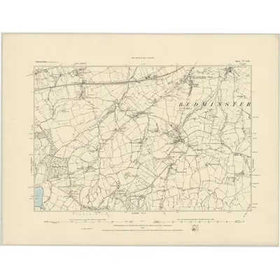 1882 Map of Somerset VI.SW, 1884 Print