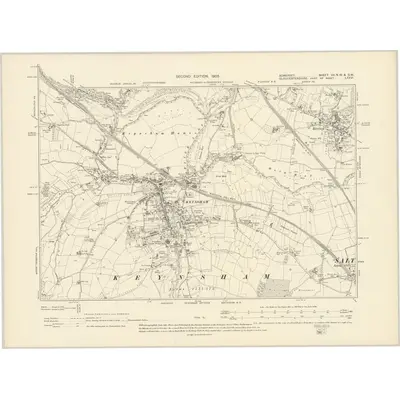 1902 Map of Somerset VII.NW & SW, 1905 Print