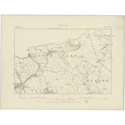 1882 Map of Somerset VII.SE, 1884 Print