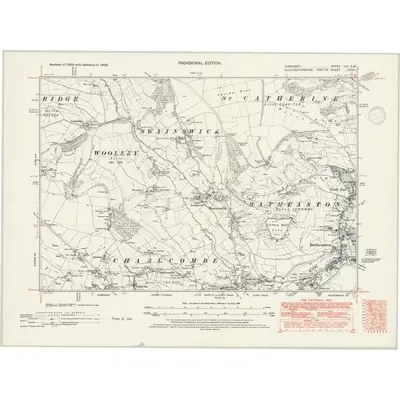 1938 Map of Somerset VIII.SW, 1947 Print