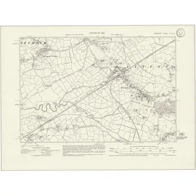 1929 Map of Somerset X.NE, 1932 Print