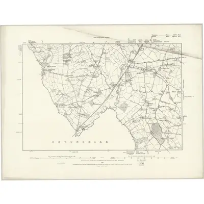 1886 Map of Somerset XCV.NE, 1888 Print