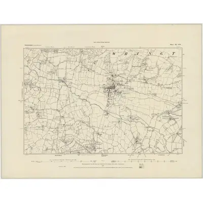 1883 Map of Somerset XI.SW, 1884 Print