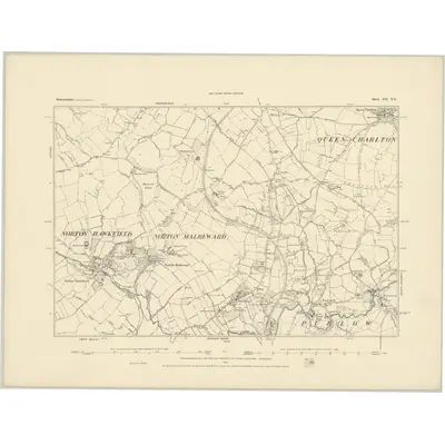 1882 Map of Somerset XII.NE, 1884 Print