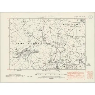 1902 Map of Somerset XII.NE, 1947 Print