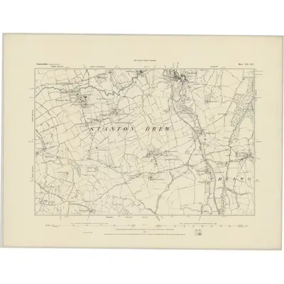 1882 Map of Somerset XII.SE, 1884 Print