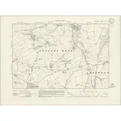 1929 Map of Somerset XII.SE, 1932 Print
