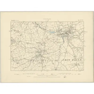 1882 Map of Somerset XII.SW, 1884 Print