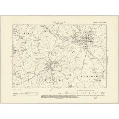1902 Map of Somerset XII.SW, 1904 Print