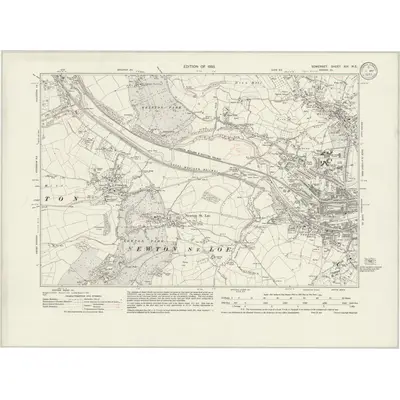 1929 Map of Somerset XIII.NE, 1933 Print