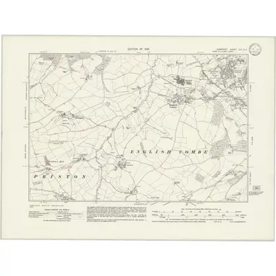 1930 Map of Somerset XIII.SE, 1932 Print