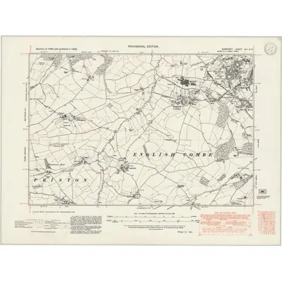 1938 Map of Somerset XIII.SE, 1947 Print