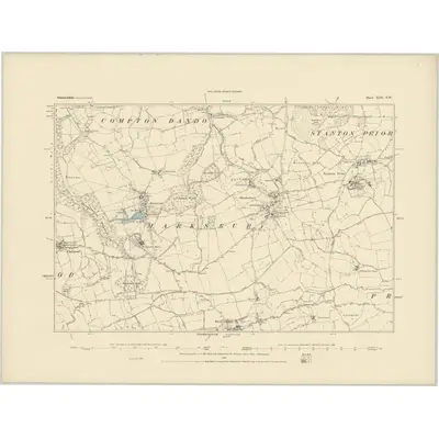 1882 Map of Somerset XIII.SW, 1884 Print