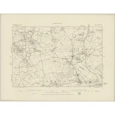 1883 Map of Somerset XIX.NE, 1884 Print