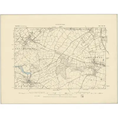1883 Map of Somerset XIX.SE, 1884 Print