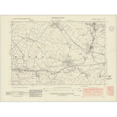 1938 Map of Somerset XL.NE, 1948 Print